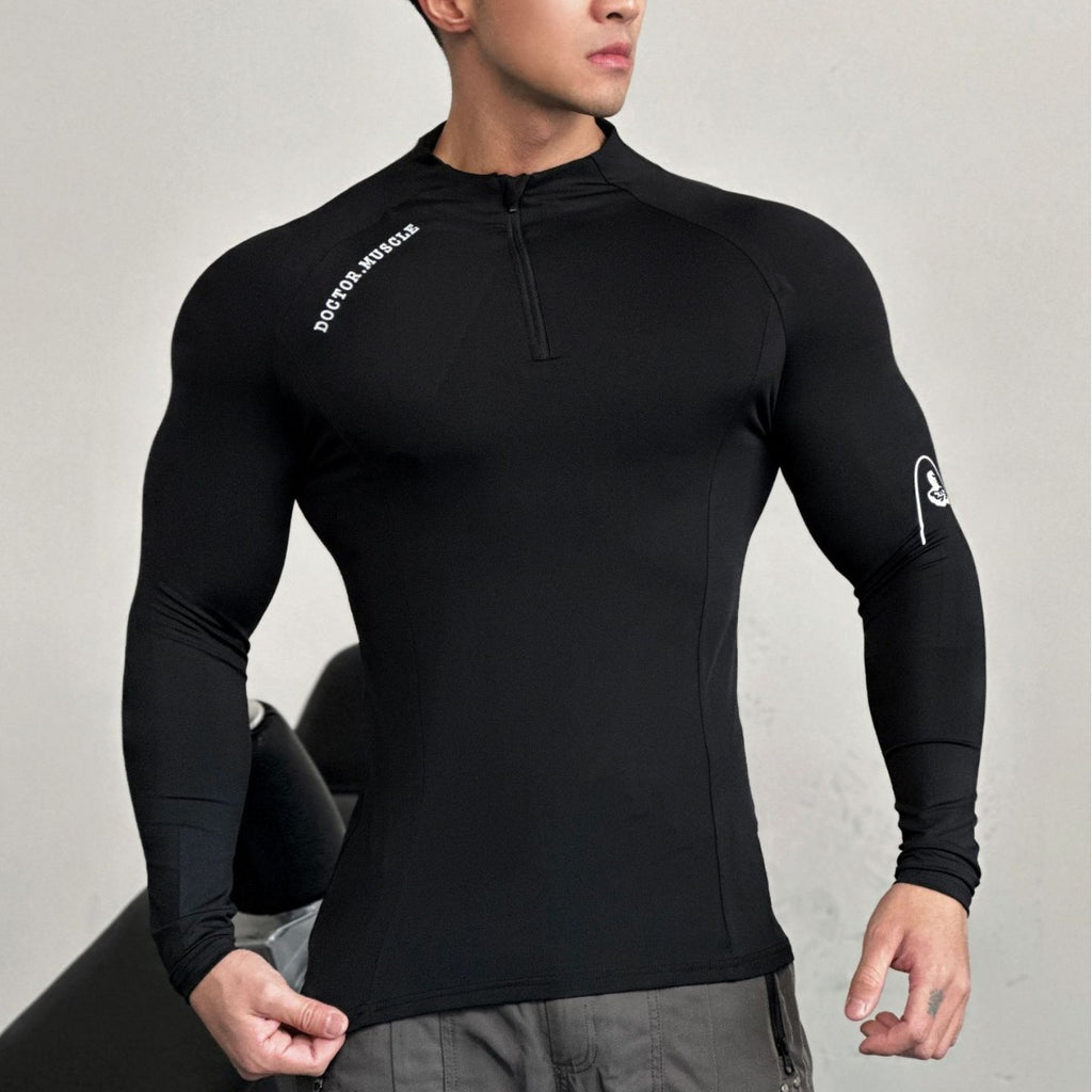 Maillot cyclisme compression manches longues - Haut running training élastique séchage rapide