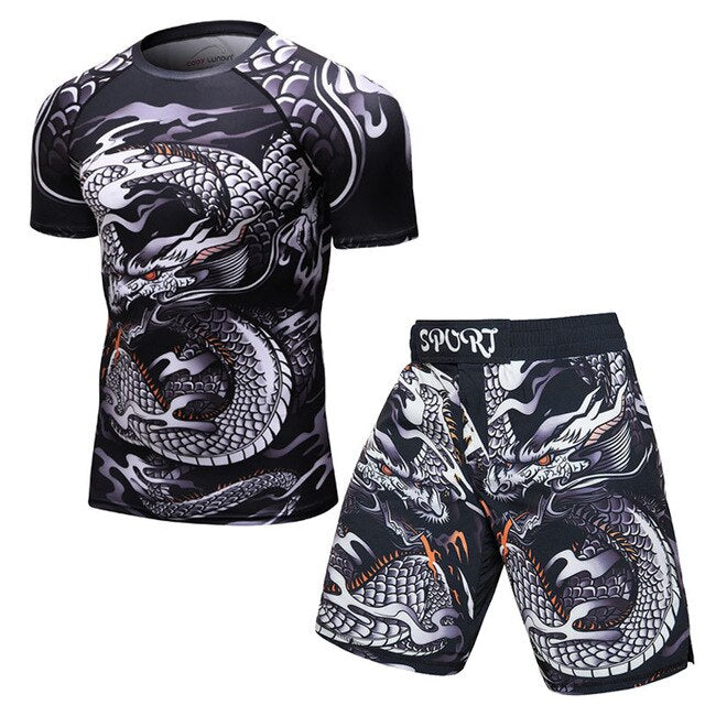 T-shirt compression Rashguard MMA BJJ homme