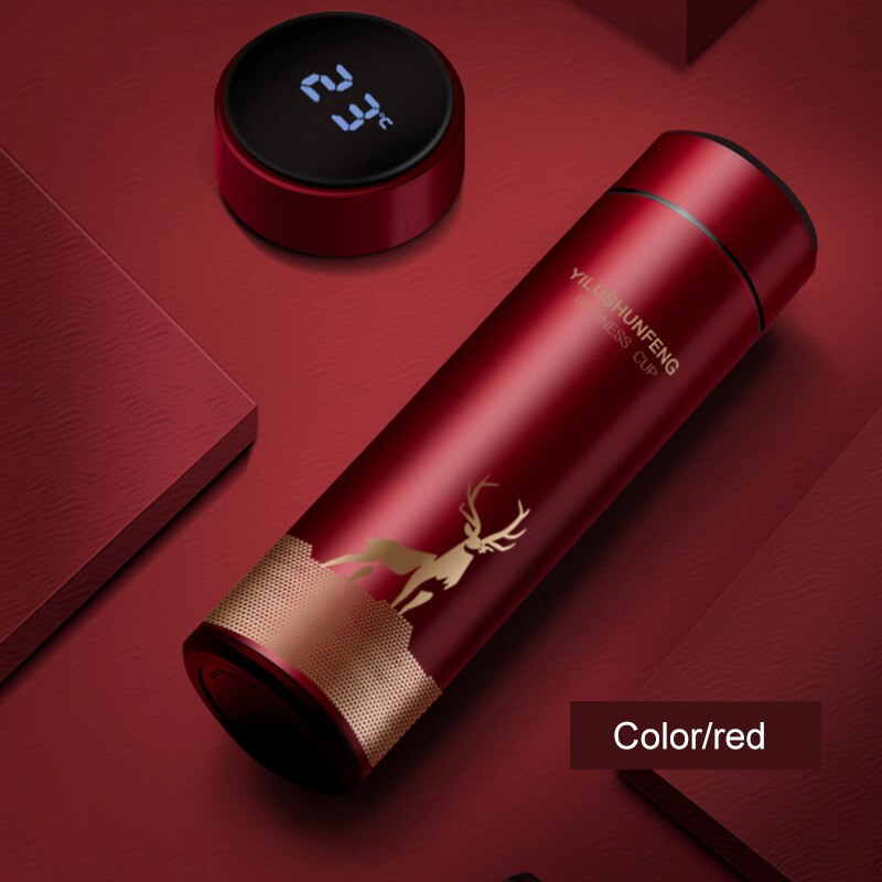 500ML Thermos Vakuumflaschen Temperaturanzeige 304 Edelstahl Wasserflasche Reise Sport Zuhause Große Tassen Becher Geschenk für Männer Frauen