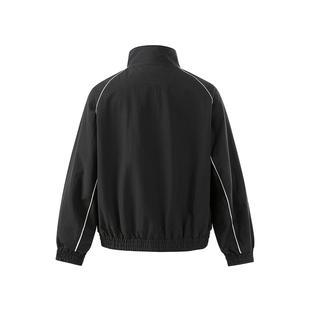 Patchwork Double-Zip Stand Collar Sport Casual Jacket