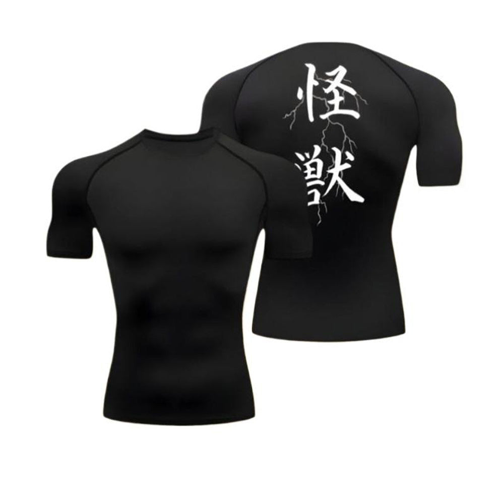 Cropped Fitted Short Sleeve T-Shirt  Quick-Dry Breathable Basketball Running Training Base Layer Sport Fitness Top