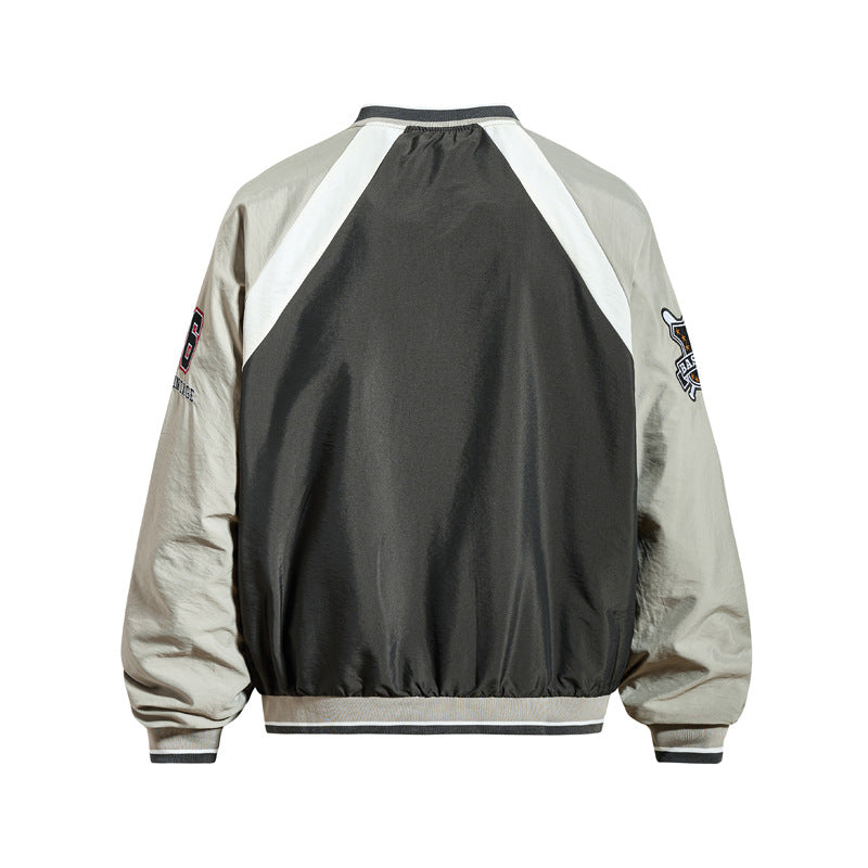 Hoodie couple color-block déstructuré - Sweat sport broderie col V homme