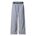 Retro Spliced Two-Piece Cross Embroidery Casual Pants Unisex Loose Wide-Leg Sport Pants