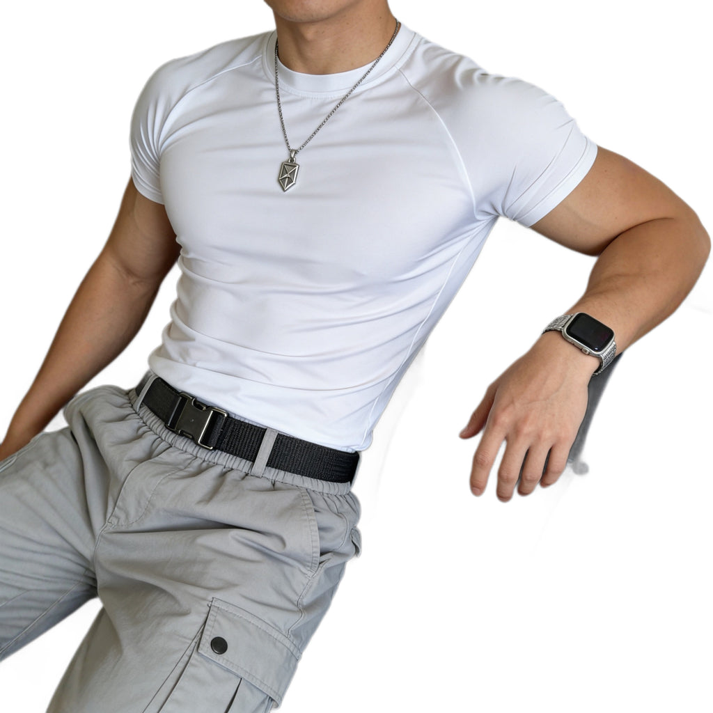 T-shirt compression 3/4 manches homme - Haut athlétique fitness volleyball