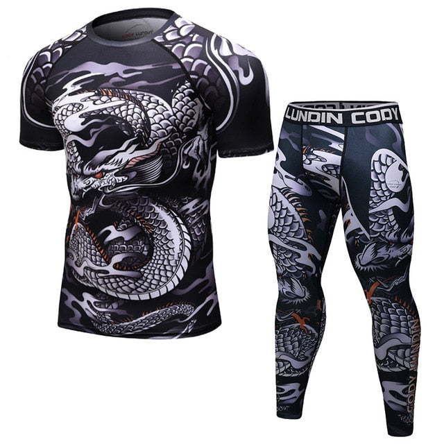 T-shirt compression Rashguard MMA BJJ homme