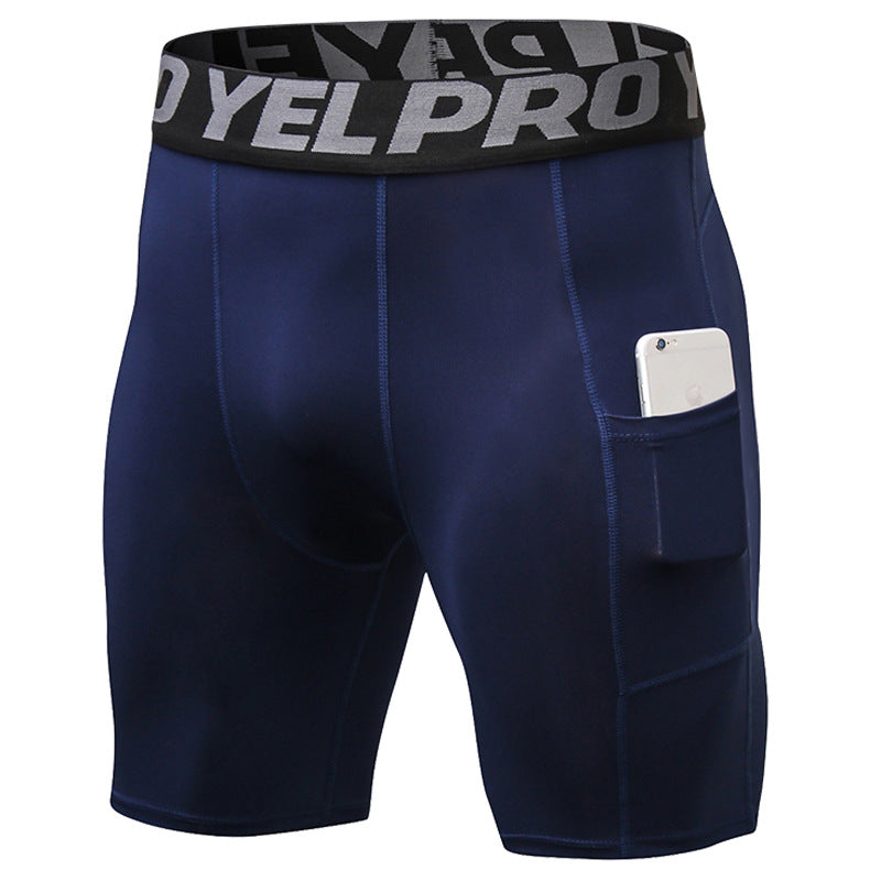 Short PRO gym homme avec poches - Collant sport running séchage rapide