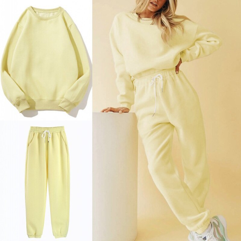 Ensemble sweat femme 2 pièces automne - Hoodie + pantalon sport casual