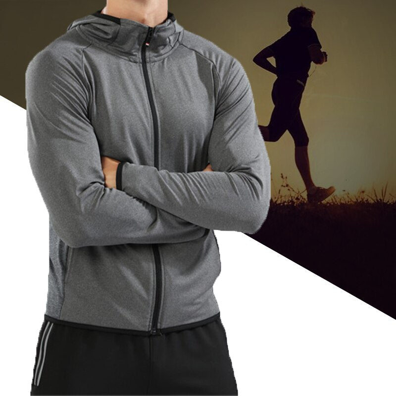 Veste running zippée homme - Haut compression manches longues jogging fitness