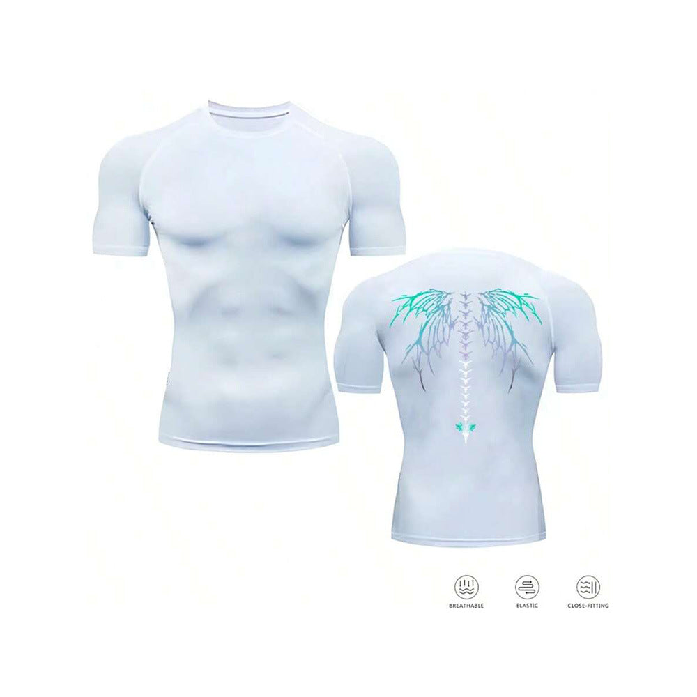 Cropped Fitted Short Sleeve T-Shirt  Quick-Dry Breathable Basketball Running Training Base Layer Sport Fitness Top