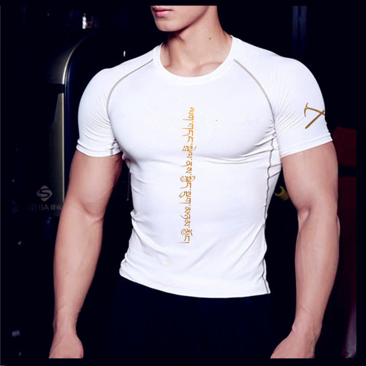 T-shirt compression manches courtes - Haut fitness anti-transpiration homme