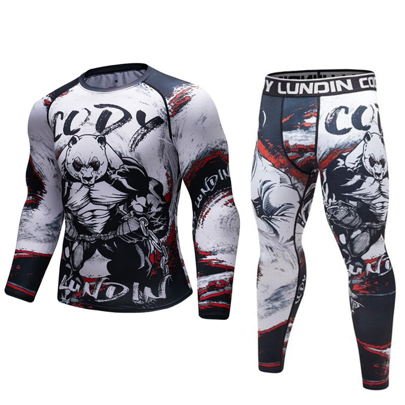 T-shirt compression Rashguard MMA BJJ homme