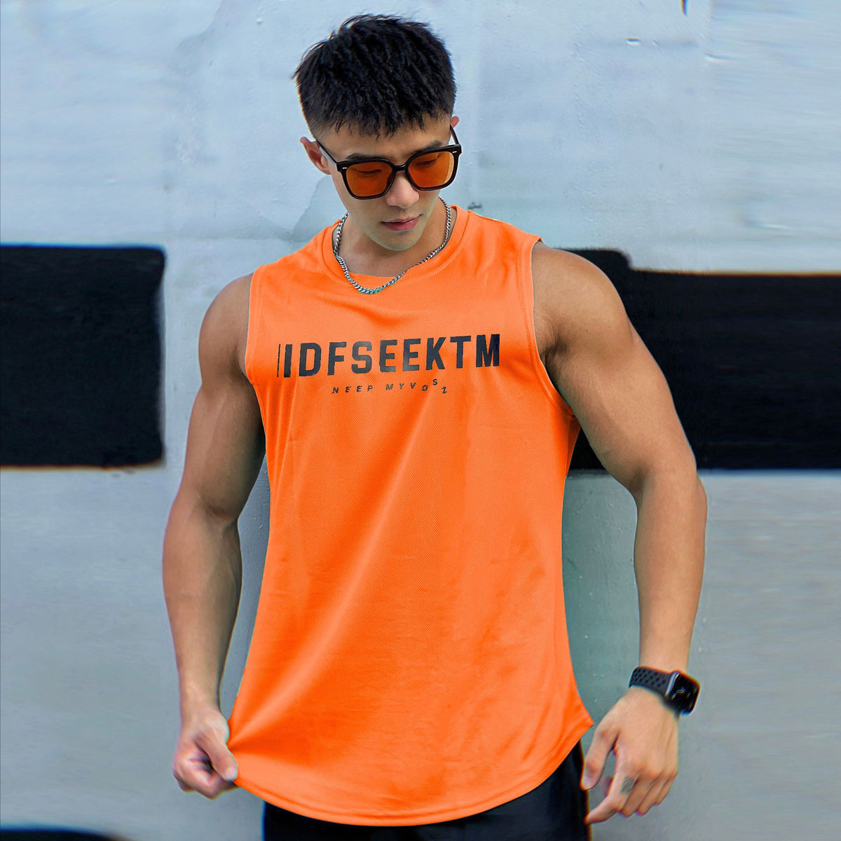 Muscle Fitness Quick-Dry Mesh Backless Top Moisture-Wicking Breathable Training Basketball Sport Trendy Sleeveless T-Shirt Men's