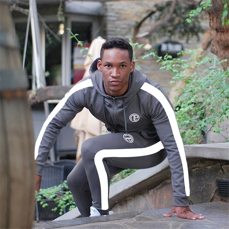 Ensemble sport homme hoodie + pantalon - Survêtement running gym fitness