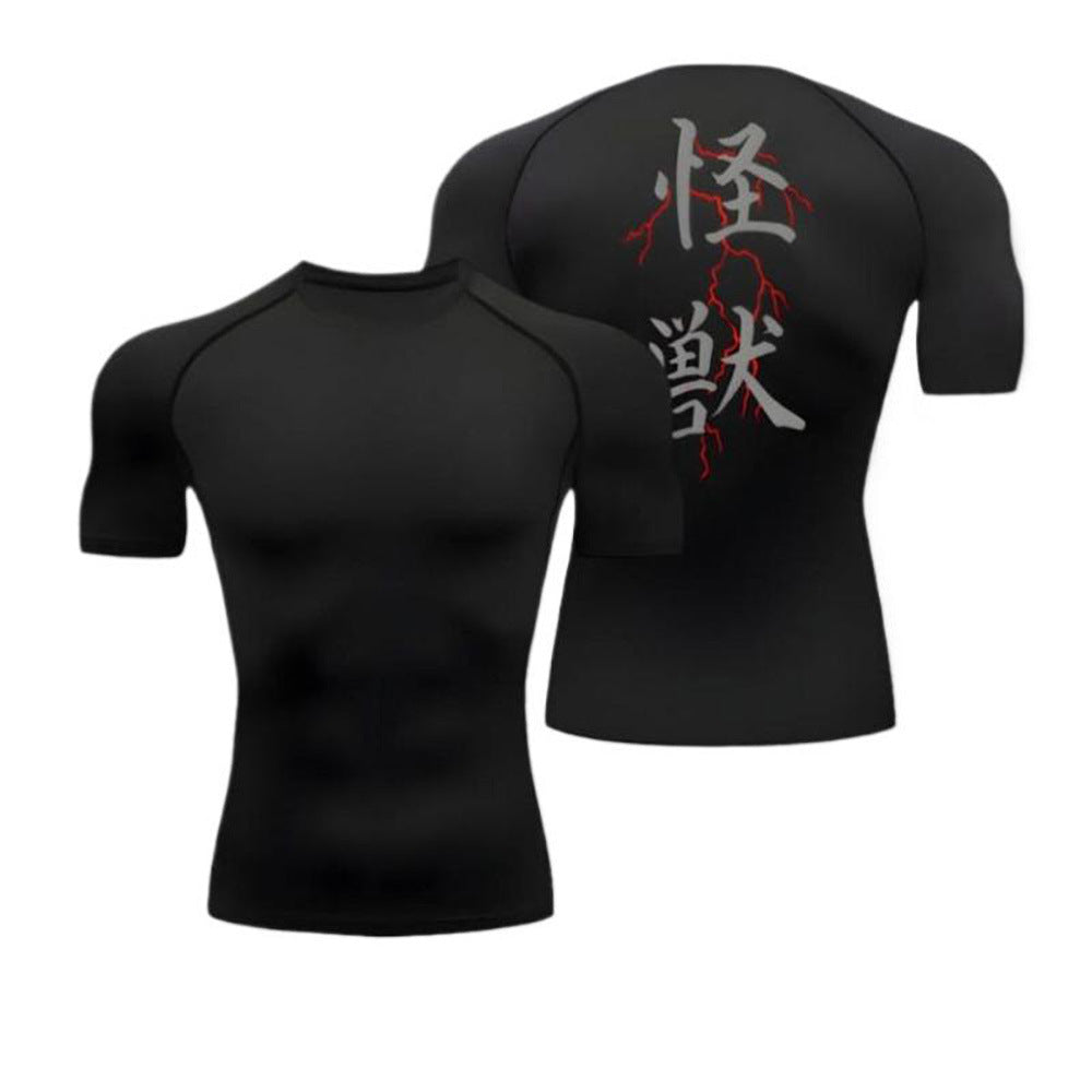 Cropped Fitted Short Sleeve T-Shirt  Quick-Dry Breathable Basketball Running Training Base Layer Sport Fitness Top