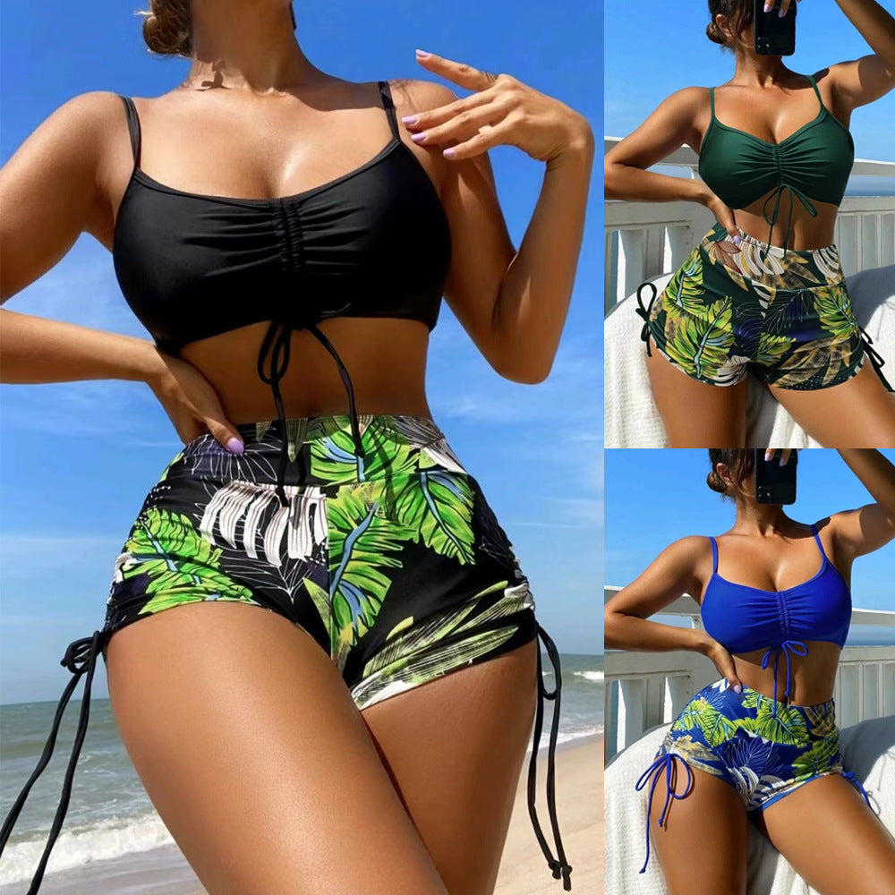 Bikini taille haute à lacets femme