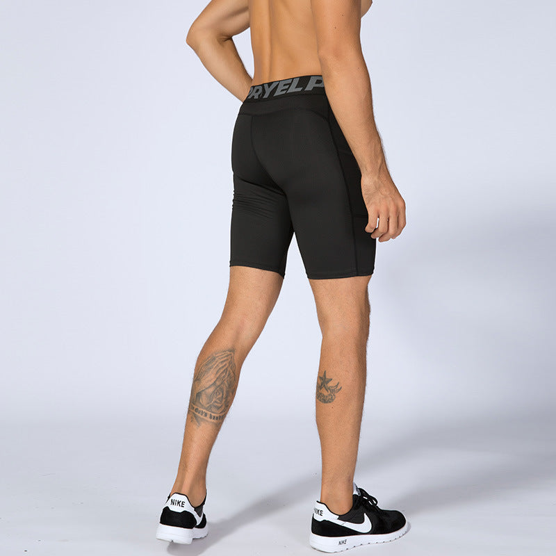 Short PRO gym homme avec poches - Collant sport running séchage rapide