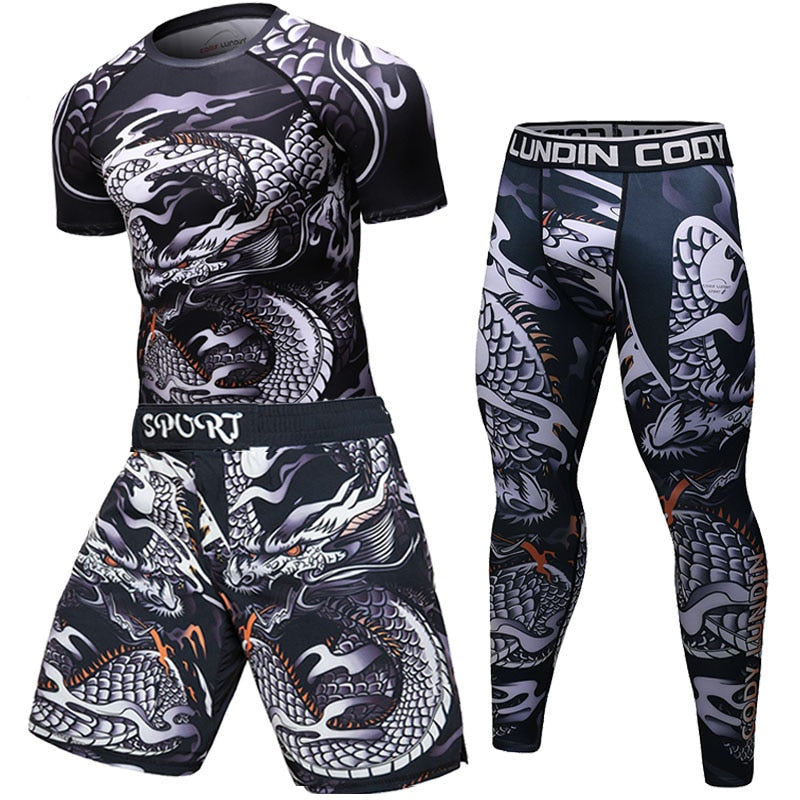T-shirt compression Rashguard MMA BJJ homme