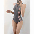 Women's Racing One-Piece Triangular Professional Swimming Front Zipper Sport