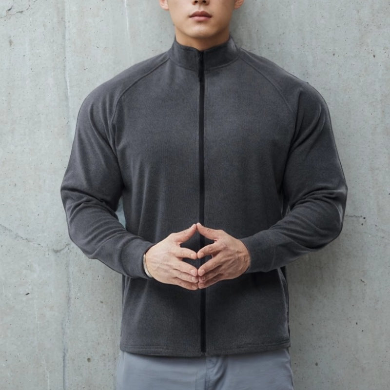 Autumn Winter Heavyweight  Double-Sided Fleece Warm Slim-Fit Zipper Casual Versatile Sport Long Sleeve
