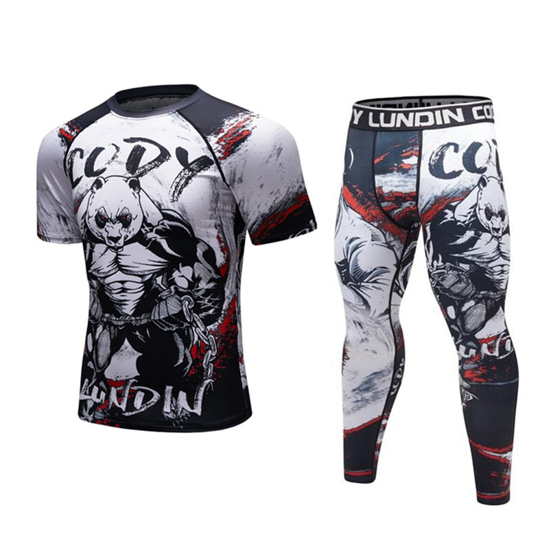 T-shirt compression Rashguard MMA BJJ homme