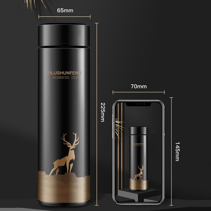 500ML Thermos Vakuumflaschen Temperaturanzeige 304 Edelstahl Wasserflasche Reise Sport Zuhause Große Tassen Becher Geschenk für Männer Frauen