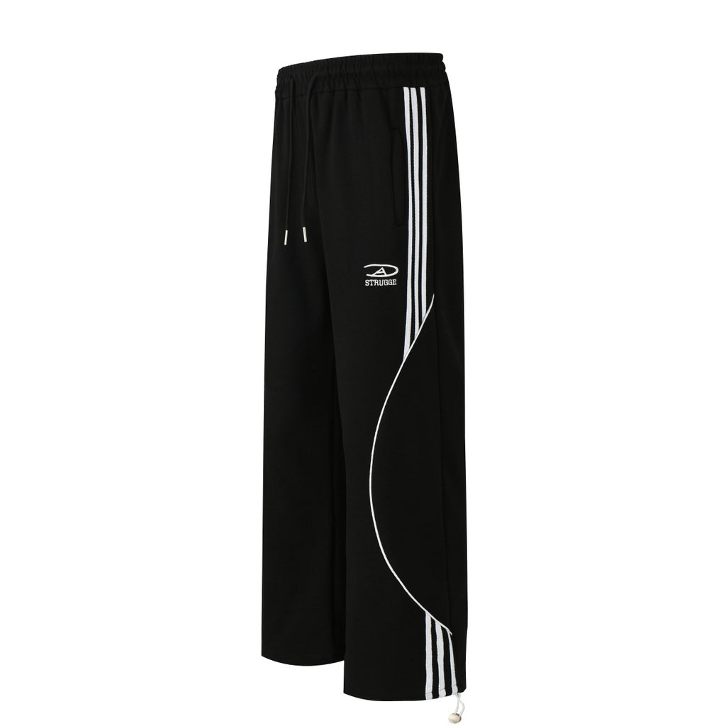 Retro striped sport loose drape wide leg pants