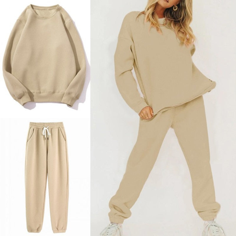 Ensemble sweat femme 2 pièces automne - Hoodie + pantalon sport casual
