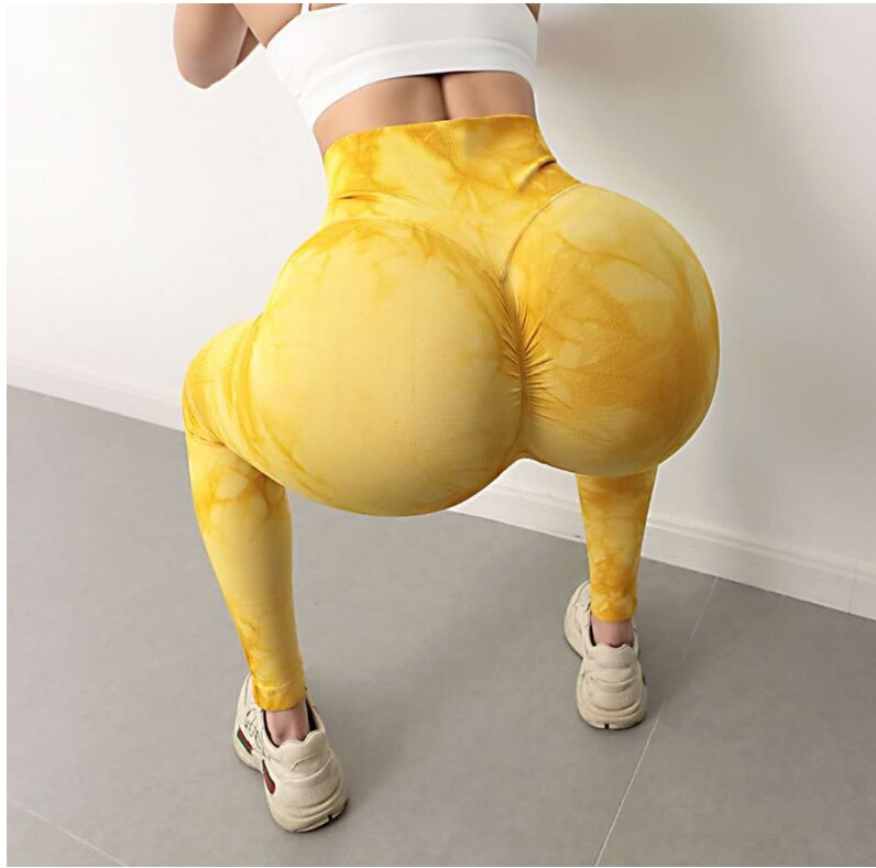 Nahtlose Yoga Leggings Damen Batik Sport Leggings High Waisted Yoga Hosen Nahtlose Leggings