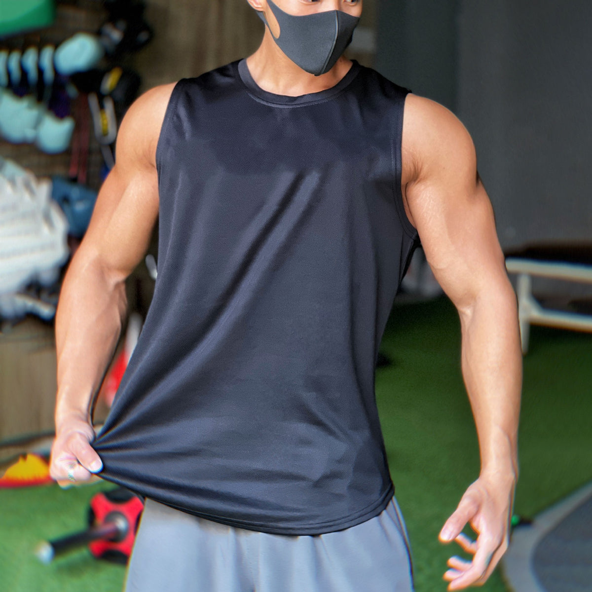 Muscle Fitness Quick-Dry Mesh Backless Top Moisture-Wicking Breathable Training Basketball Sport Trendy Sleeveless T-Shirt Men's