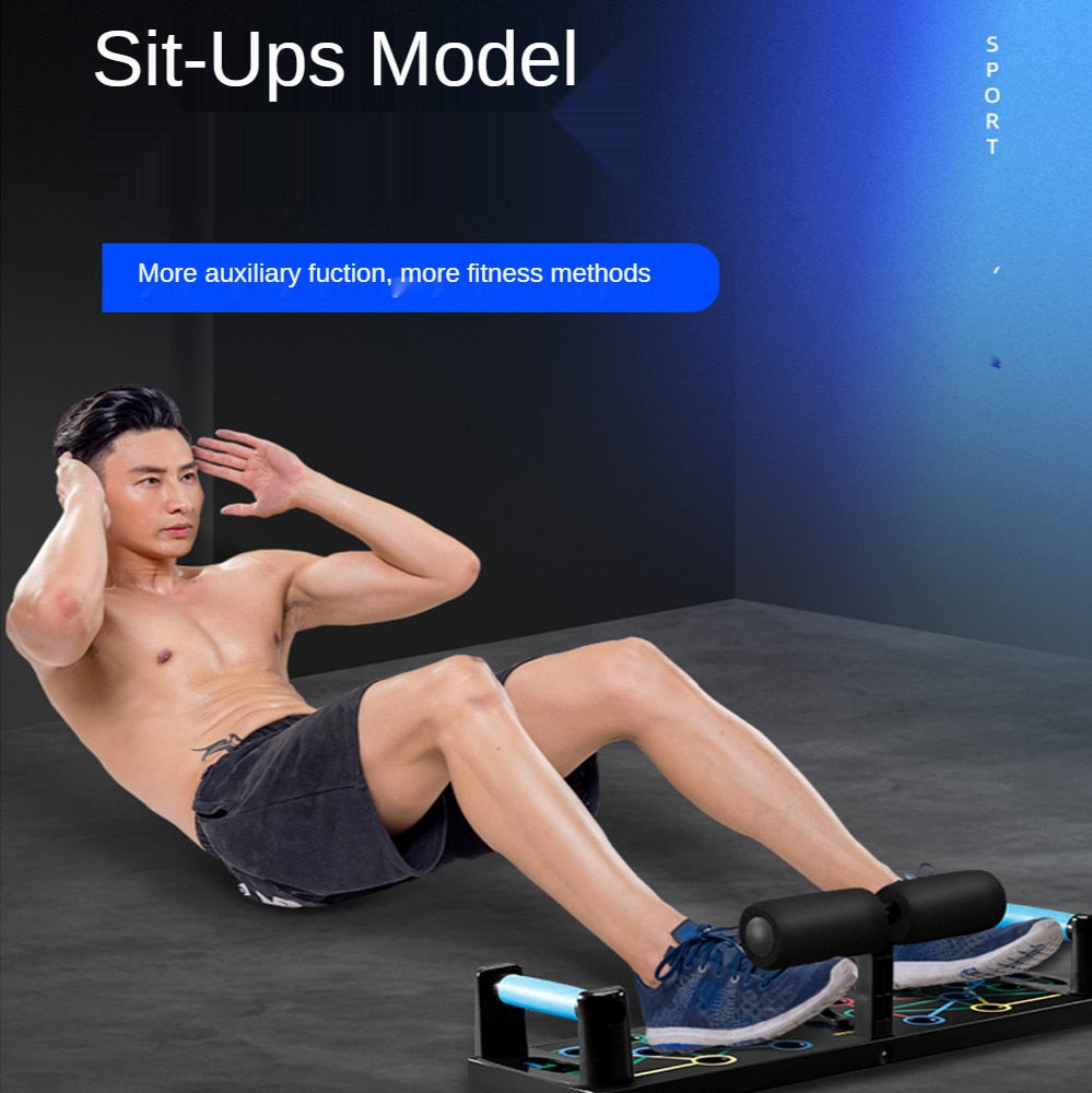 Support pompes avec bandes élastiques - Planche push-up home gym fitness