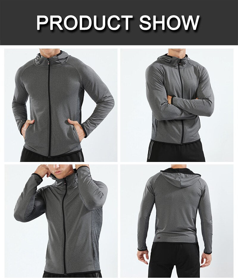 Veste running zippée homme - Haut compression manches longues jogging fitness