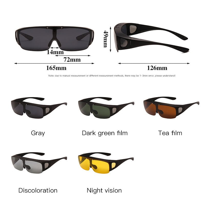 Fashion Square Flip Up Polarized Sunglasses Men Photochromic Side Shield Driving Goggle Male Outdoor Sport Glasses Cover