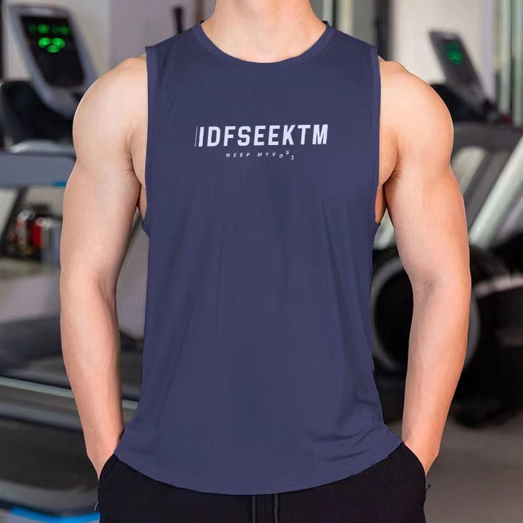 Muscle Fitness Quick-Dry Mesh Backless Top Moisture-Wicking Breathable Training Basketball Sport Trendy Sleeveless T-Shirt Men's