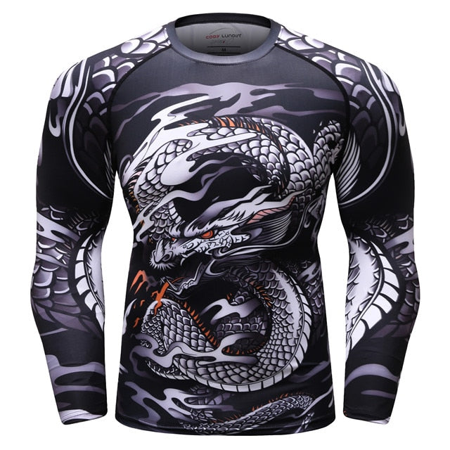 T-shirt compression Rashguard MMA BJJ homme