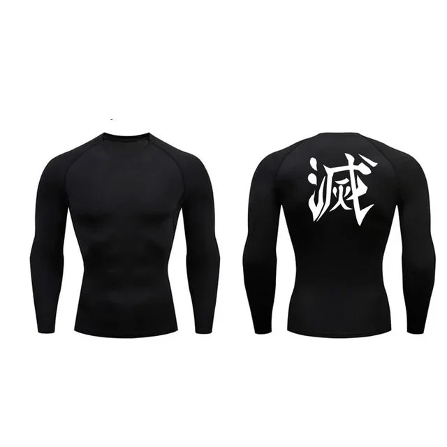 T-shirt compression imprimé Demon Slayer homme - Haut gym fitness séchage rapide