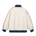 Letter Embroidery Color-Blocked Stripe Casual Sport Cardigan Hoodie
