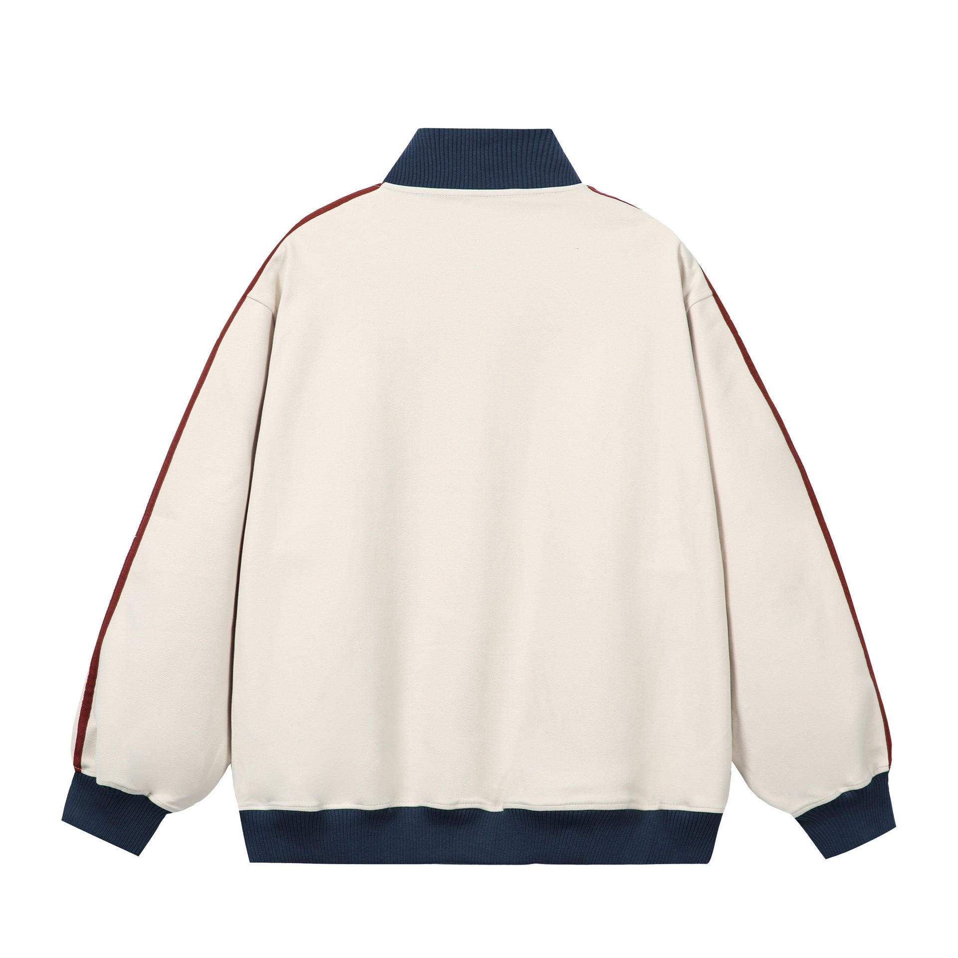 Letter Embroidery Color-Blocked Stripe Casual Sport Cardigan Hoodie