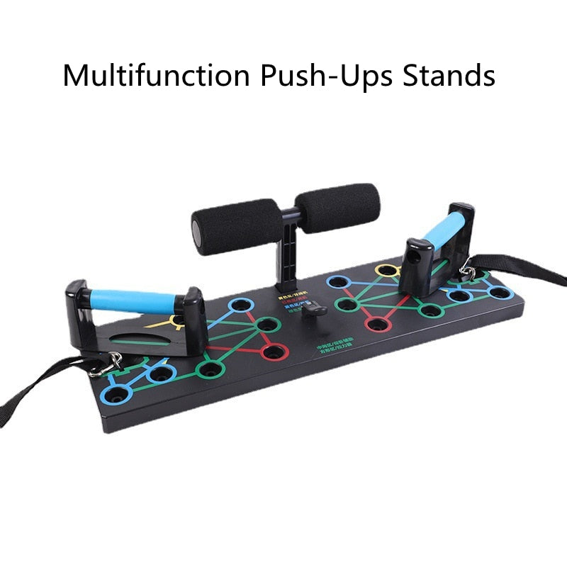 Support pompes avec bandes élastiques - Planche push-up home gym fitness