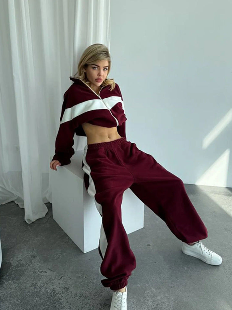 Ensemble 2 pièces femme hoodie zippé + pantalon long - Tenue sport casual mode
