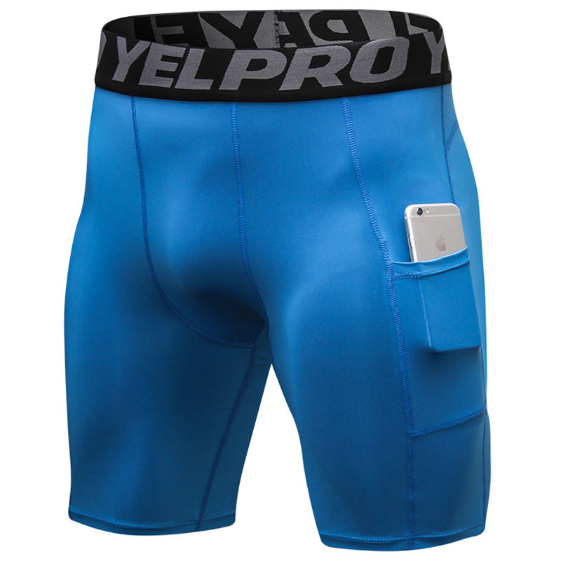 Short PRO gym homme avec poches - Collant sport running séchage rapide
