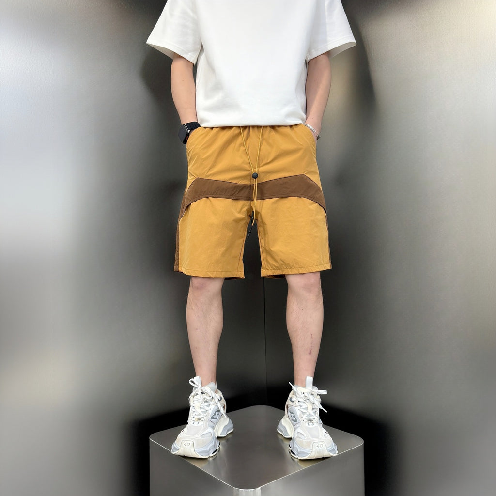 Straight sport quick drying beach color blocked five quarter pants