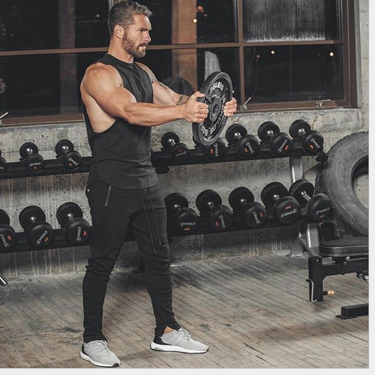 Muscle Master Training Vest Summer Men's Sport Fitted Workout Fitness Breathable Elastic Casual Sleeveless