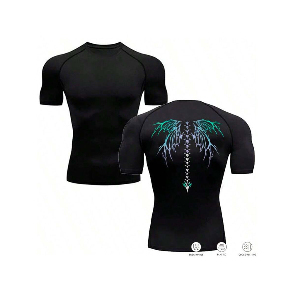 Cropped Fitted Short Sleeve T-Shirt  Quick-Dry Breathable Basketball Running Training Base Layer Sport Fitness Top