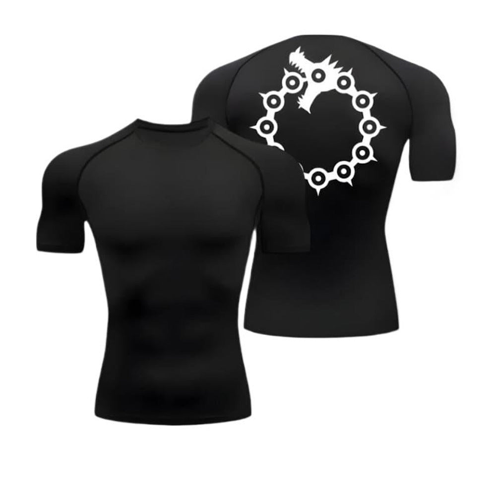 Cropped Fitted Short Sleeve T-Shirt  Quick-Dry Breathable Basketball Running Training Base Layer Sport Fitness Top