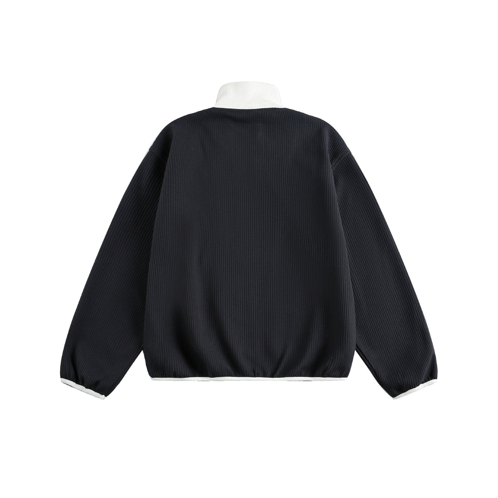 Color-blocked Stand-up Collar Casual Sport Hoodie Cardigan