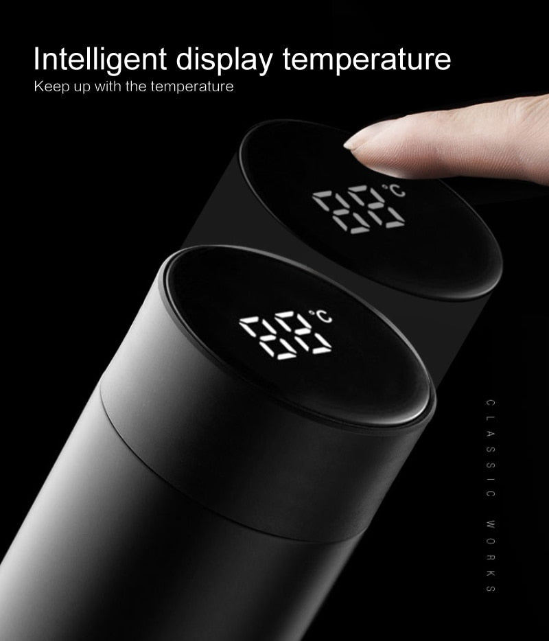 500ML Thermos Vakuumflaschen Temperaturanzeige 304 Edelstahl Wasserflasche Reise Sport Zuhause Große Tassen Becher Geschenk für Männer Frauen