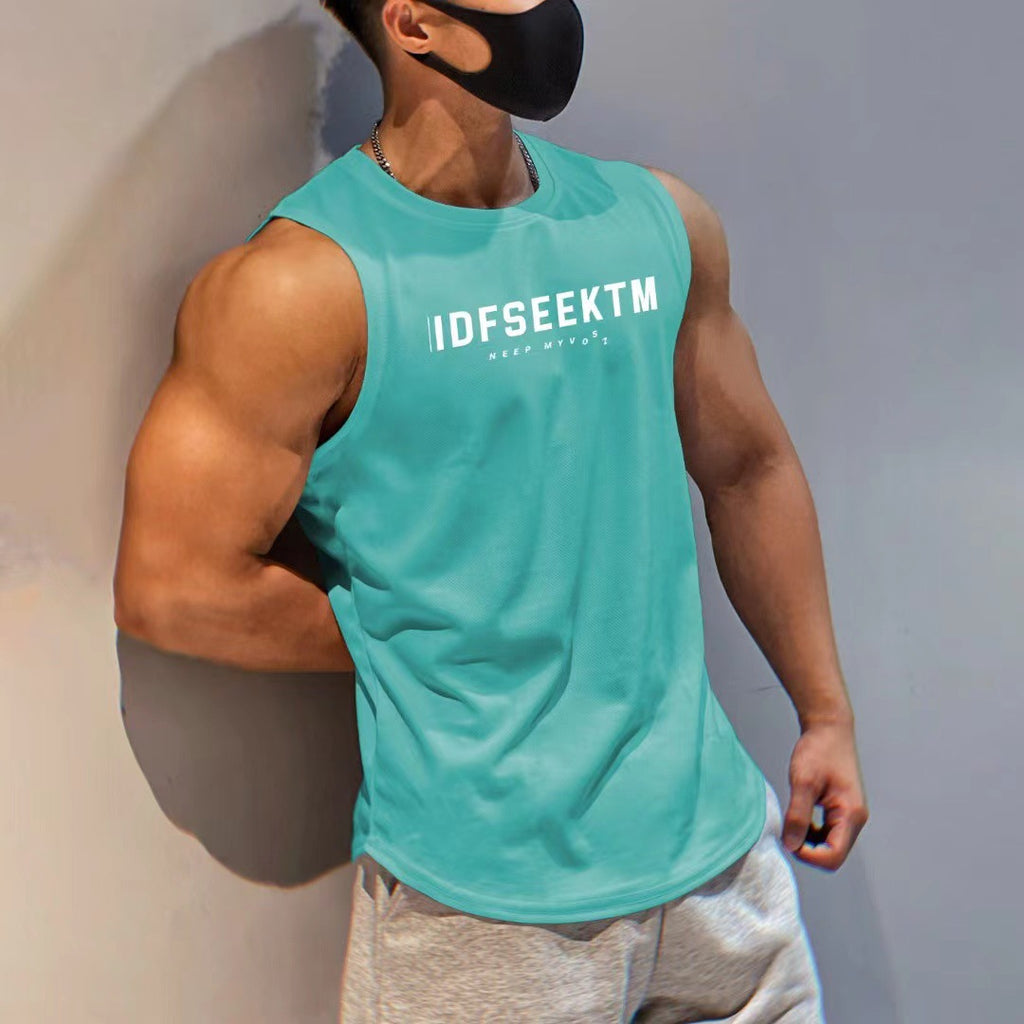 Muscle Fitness Quick-Dry Mesh Backless Top Moisture-Wicking Breathable Training Basketball Sport Trendy Sleeveless T-Shirt Men's
