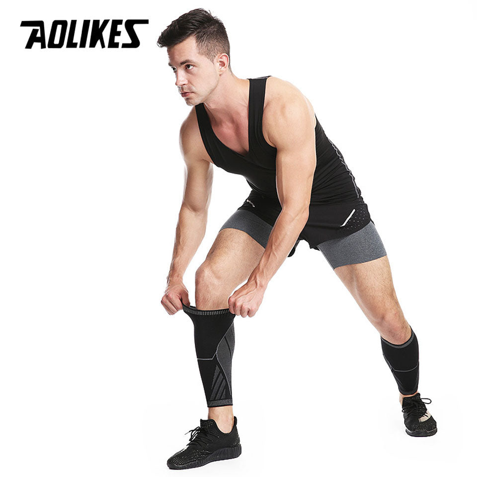 AOLIKES Compression Calf Sleeve Basketball Volleyball Support Calf Elastic Cycling Leg Warmers Running Football Sport Leg Sleeve