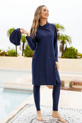 Ensemble natation femme 3 pièces à capuche zippé