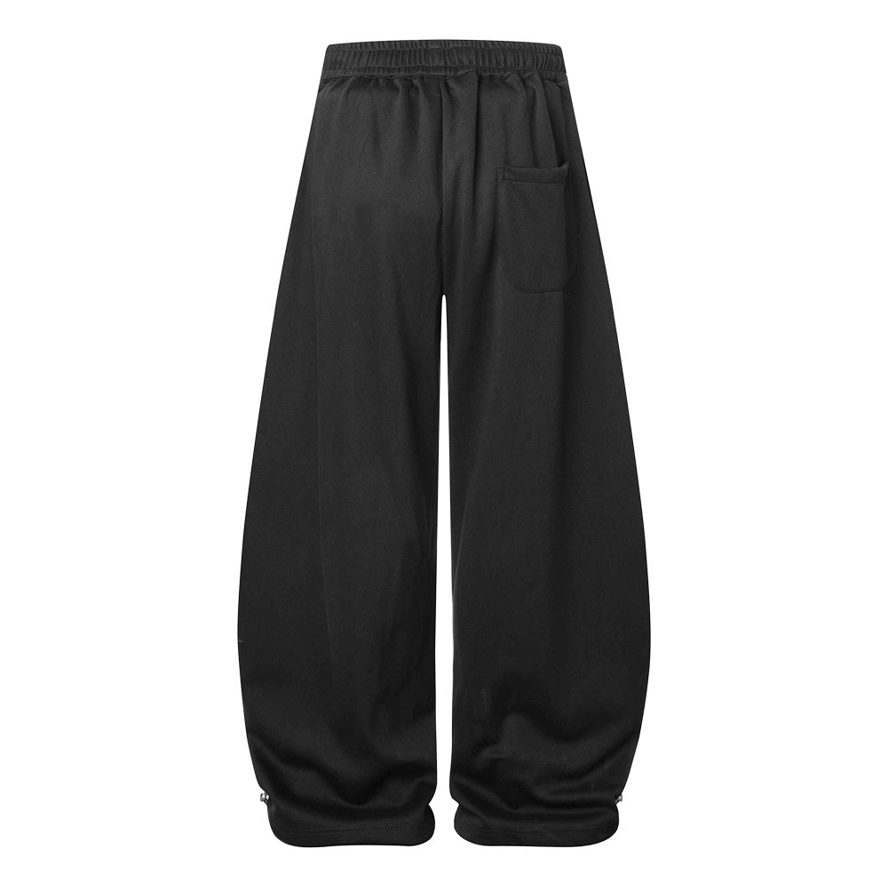 Striped patchwork three bar sport casual curved knife pants